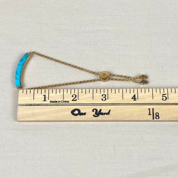 Monica Vinader Linear Turquoise 18K Yellow Gold Vermeil over Sterling Bracelet - Picture 7 of 7